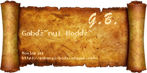 Gabányi Bodó névjegykártya